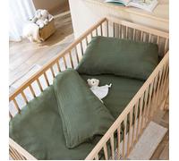 Housse de couette bébé 80x120 gaze de coton kaki Terre de Nuit NOA