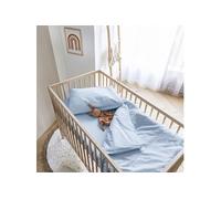 Housse de Couette bébé Coton lavé 80x120 - SOMEO Bleu Ciel