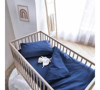 Housse de Couette bébé Coton lavé 80x120 - SOMEO Bleu Marine