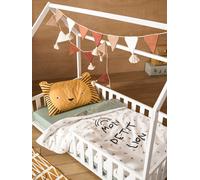 Housse de couette bébé MON PETIT LION ivoire imprimé / vert 100X140