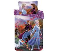 Housse de Couette Bébé Reine des Neiges Fille 100x135 + Taie 40x60 | Parure de lit réversible | Lit à barreaux | Reine des Neiges 2 | Elsa & Anna | 100% Coton Oeko-Tex | Cadeau naissance