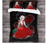 Housse de couette Betty Boop 3D - Noir - 200x200cm - Microfibre brossée - Lavable en machine