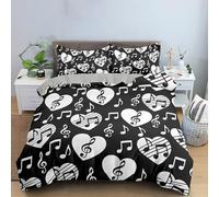Housse de Couette Blanche avec Cœur D'Amour,Parure de Lit 200x200 Romantique À Motif Personnel Musical pour enfants,Filles,Garçons et Adultes,Housse de Couette Moderne Simple en Microfibre Douce N