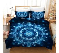 Housse de Couette Boho Mandala,Parure de Lit 260X240 Florale Exotique Mandala Hippie Bleu Pour Enfants et Adultes,Couvre-Lit de Style Bohème Indien Pour Filles,Adolescentes et Adultes,Chambre Super