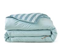 Housse de couette brodée 200x200 cm en percale de coton PASSE MONTAGNE bleu givré