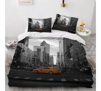 Housse de Couette Bus 240x260cm Parure de Lit 2 Personnes 3 Pièces Rues De La Ville literie Set avec 2 Taies d'oreiller 65x65 cm,pour Enfant Adolescents