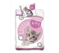 Housse de couette - CARBOTEX - Little Kitty - 140x200 cm - 100% coton - Rose