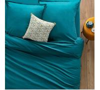 Housse de couette ""Carina"" en coton bleu canard 240x220cm - Atmosphera createur d'interieur