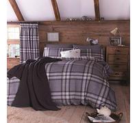 Housse de Couette Catalina Kelso Lansfield Parure Square et Demi Coton Charbon Double