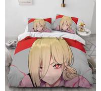 Housse De Couette Chainsaw Demon Power Anime, Parure De Lit 3 Pieces En Microfibre Douce Lavée Avec Fermeture Éclair