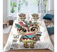 Housse De Couette Chouette Dessin Anim¿¿ X Imprim¿¿ D Animaux Kawaii Parure De Lit Personnes Hypoallergique Microfibre Literie Pi¿¿Ces Avec Ferm