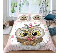 Housse De Couette Chouette Dessin Anim¿¿ X Imprim¿¿ D Animaux Mignons Parure De Lit Personnes Hypoallergique Microfibre Literie Pi¿¿Ces Avec Fermeture