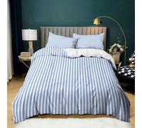 Housse de Couette Costume Rayures Bleues 220x240 cm Parure de lit Microfibre avec Fermeture Éclair Doux et Durable pour Toutes Les Saisons, avec 2 Taies d'oreiller 65x65cm