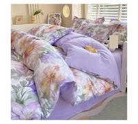 Housse De Couette Coton Parure de lit en coton à imprimé Floral, ensemble 4 pièces, housse couette avec 2 taies d'oreiller, for la maison, Queen, King Size(Color 3,FLAT BED SHEET_FULL 180X220 CM)