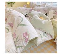 Housse De Couette Coton Parure de lit en coton à imprimé Floral, ensemble 4 pièces, housse couette avec 2 taies d'oreiller, for la maison, Queen, King Size(Color 5,FLAT BED SHEET_FULL 180X220 CM)