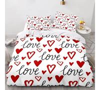 Housse de Couette Cœur Rouge,Parure de Lit 260x240 À Motif Graffiti dessiné À La Main,Housse de Couette en Microfibre Douce avec Taies d'oreiller,Facile d'entretien,Super King Size