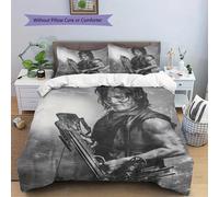 Housse De Couette Daryl Dixon « The Walking Dead » Motif Tir À L'arc - Imprime Noir Et Blanc Avec Arbalète, 1 Housse De Couette + 2 Taies D'oreiller, Polyester, Fermeture Éclair, T