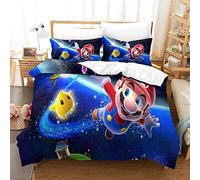 Housse De Couette De 3D Super Mario Bros Motif Housse De Couette Doux Résistant À La Ride Et Durable Hypoallergénique avec Fermeture Éclair Parure De Lit pour Adultes Et EnfantsKing(220x240cm)