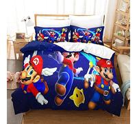 Housse De Couette De 3D Super Mario Bros Motif Housse De Couette Doux Résistant À La Ride Et Durable Hypoallergénique avec Fermeture Éclair Parure De Lit pour Adultes Et EnfantsKing(220x240cm)