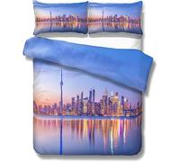 Housse De Couette De Luxe Moderne Ville Mod¿¿Le New York Hong Kong Sydney Paris Houston Toronto Sc¿¿Ne De Nuit Microfibre Parures De Lit, Double (Toronto, _X__Cm)