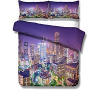 Housse De Couette De Luxe Moderne Ville Mod¿¿Le New York Hong Kong Sydney Paris Houston Toronto Sc¿¿Ne De Nuit Microfibre Parures De Lit, King (Houston, _X__Cm)