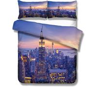 Housse De Couette De Luxe Moderne Ville Mod¿¿Le New York Hong Kong Sydney Paris Houston Toronto Sc¿¿Ne De Nuit Microfibre Parures De Lit, Double (New York, _X__Cm)
