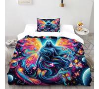 Housse De Couette Déesse Papillon Parure De Lit 2 Pièces Art Housse De Couette avec Taie d'oreiller,Convient Aux Adultes Enfants Single（135x200cm）