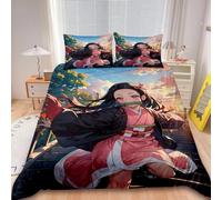 Housse De Couette Dessin Anime Nezuko Kamado, Parure De Lit Pour Enfants, Decoration De Chambre À Coucher, Cadeau D'anniversaire Idéal Pour Filles Et Femmes, Taille Queen Ou King.
