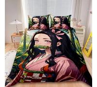 Housse De Couette Dessin Anime Nezuko Kamado, Parure De Lit Pour Enfants, Decoration De Chambre À Coucher, Cadeau D'anniversaire Idéal Pour Filles Et Femmes, Taille Queen Ou King.