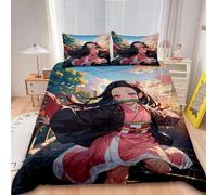 Housse De Couette Dessin Anime Nezuko Kamado, Parure De Lit Pour Enfants, Decoration De Chambre À Coucher, Cadeau D'anniversaire Idéal Pour Filles Et Femmes, Taille Queen Ou King.
