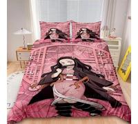 Housse De Couette Dessin Anime Nezuko Kamado, Parure De Lit Pour Enfants, Decoration De Chambre À Coucher, Cadeau D'anniversaire Idéal Pour Filles Et Femmes, Taille Queen Ou King.