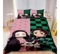 Housse De Couette Dessin Anime Nezuko Kamado, Parure De Lit Pour Enfants, Decoration De Chambre À Coucher, Cadeau D'anniversaire Idéal Pour Filles Et Femmes, Taille Queen Ou King.