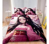 Housse De Couette Dessin Anime Nezuko Kamado, Parure De Lit Pour Enfants, Decoration De Chambre À Coucher, Cadeau D'anniversaire Idéal Pour Filles Et Femmes, Taille Queen Ou King.