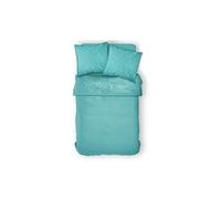 Housse De Couette Unie Turquoise/Diabolo Menthe, 220x240cm, 2 Personnes, 100% Coton 57 Fils, Oeko-Tex