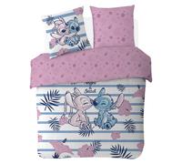 Disney - Housse de Couette Disney Angel & Stitch + Taie d'oreiller 63x63 cm - 100% Coton - Rose (220x240 cm)