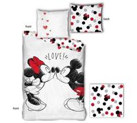 Housse de Couette - Disney - Mickey Minnie - 100% Coton - 140x200 cm - Lavable en machine