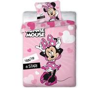 Aymax Parure de lit Disney Minnie Star – Housse de couette 140x200 + Taie 63x63 cm Polyester Rose