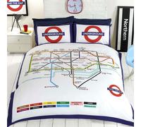 Rapport LDNUND Housse de Couette London Underground, Polycoton, Blanc, Double