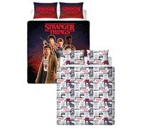 Housse de Couette Double Officielle Stranger Things Character World | Motif Flammes, Parure de lit réversible Facile d'entretien, Double Face, avec taies d'oreiller Assorties, imprimé Multicolore
