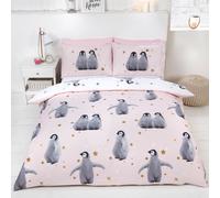 Rapport London Housse de couette double Starry Penguins Réversible 2 en 1 Rose pour enfants