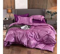 Housse de couette douce comme de la soie, de couleur unie, satinée avec fermeture éclair, ultra douce et lavable, 180 x 220 cm, rose C