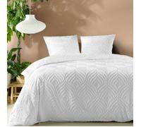 Douceur d'Intérieur Parure de lit 3 pièces Heltie Microfibre tuftée 240x220 cm Blanc