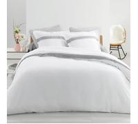 Housse de couette - DOUCEUR D'INTERIEUR - Astoria - Percale de coton - Blanc et gris - 220x240 cm