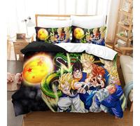 Housse De Couette Dragon Ball 3 Pi¿¿Ces, Ensemble De Literie Imprim¿¿ En 3d, Taies D'oreiller, Fermeture ¿¿Clair Cach¿¿E, Microfibre Sport Aventure Ani ¿¿ Sang Chaud