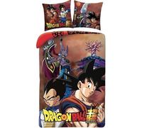 AYMAX - Parure de lit Dragon Ball Super - 140 x 200 cm avec taies d'oreiller - Ensemble de literie - 1 pièce - Queen size - Polycoton - Contient : Housse de couette, 2 taies d'oreiller