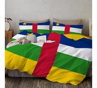 Housse de Couette Drapeau de la République Centrafricaine Parure de Lit Style Minimaliste, Housse de Couette 240x220 cm avec 2 Taies d'oreiller, pour Déco Chambre Adulte Enfant Jaune