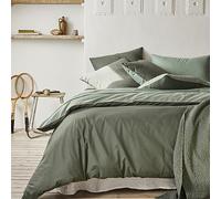 Housse de Couette en Coton Bicolore, Bons Jours, Palme/Aloe, 240x220 cm, Essix