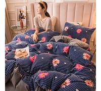 Housse De Couette en Flanelle, Literie Dhiver Chaude, Ensemble De Draps en Laine Magique, Housse De Couette en Flanelle Lavable en Machine (Love Super King)