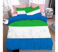 Housse De Couette en Microfibre 220 X 240 Cm + 2 Taie d'oreiller 65X65 Cm Simple Parure De Lit 2 Personnes Adulte Drapeau La Sierra Leone Sets Housse Couette Thème Patriotique avec Fermeture Éclair