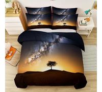 Housse De Couette en Microfibre Douce 240 Cm X 260 Cm Fantaisie Désert Arbre Solitaire Bleu Foncé - Confortable Et Respirante, Anti-Rides, Facile D’Entretien, Légère Toute Saison
